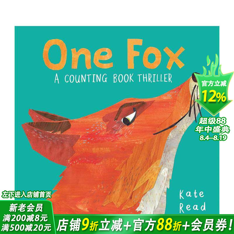 【现货】一只狐狸：数数书One Fox A Counting Book Thriller Kate Read 3-6岁儿童数字数学启蒙早教趣味绘本 英文原版