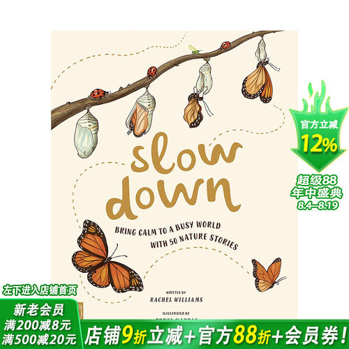 【现货】英文原版 Slow Down 放慢脚步 感受自然 治愈正念 6岁以上 艺术插画 英语儿童进口绘本 善优童书