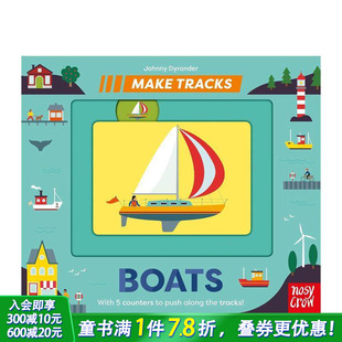 船只 Make 认知启蒙 预售 英语早教 英文儿童趣味互动绘本书 滑轨机关书 Boats Tracks