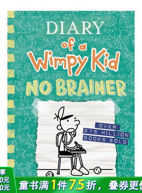 【预售】小屁孩日记 18 Diary of A Wimpy Kid Book 18 No Brainer  英文儿童章节桥梁故事书 英语阅读拓展进口书