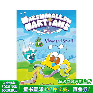 展示和闻 英语阅读拓展进口童书 英文儿童漫画 Smell 预售 棉花糖火星人 Martians Marshmallow Novel Show Graphic and