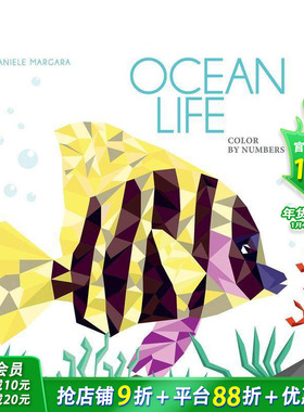 【预售】海洋生物：几何填色艺术 Ocean Life: Color by Numbers Geometrical Artworks 原版英文儿童语言/概念启蒙