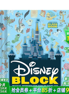 【预售】Disney Block 迪斯尼经典动画电影绘本 镂空设计造型纸板书 An Abrams Block Book Alphablock创意字母 英文英语早教