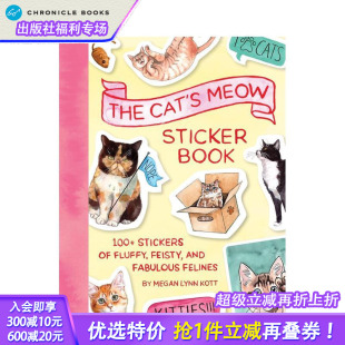活泼又迷人 预售 张毛茸茸 英文贴纸书 进口书 原版 喵星人贴纸 猫咪贴纸书：100 Sticker Meow Cat 正版 Book