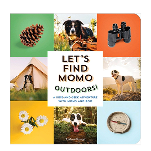 【预售】寻找莫莫户外英文原版摄影书 Andrew Knapp Let's Find Momo Outdoors 狗狗高清摄影适合3-6岁儿童图书互动纸板书