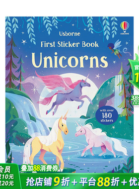 【预售】一本贴纸书：du角兽 First Sticker Book Unicorns 原版英文儿童趣味互动 0岁+亲子英语早教绘本