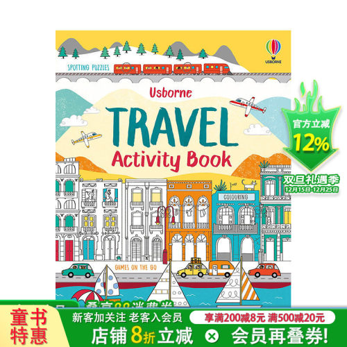 【现货】英文原版 Travel Activity Book旅行活动书 儿童趣味互动游戏 涂色猜谜 世界人文 进口童书