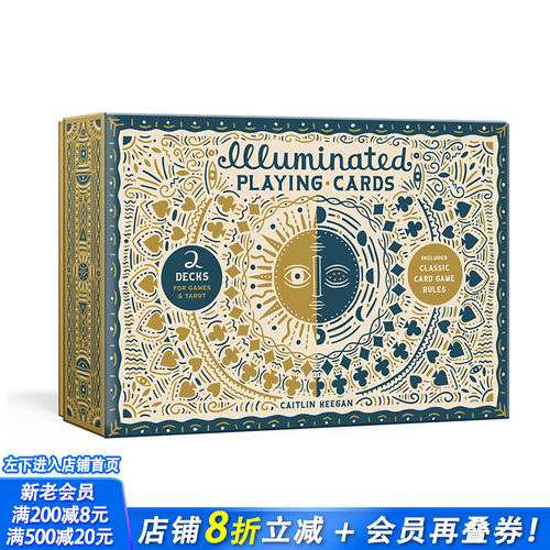 【现货】发光的扑克牌套装：两副牌及游戏规则 Illuminated Playing Card Set : Two Decks with Game Rules英文艺术文创进口