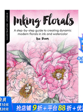 【现货】水墨花卉Inking Florals 艺术美术绘画技法入门指南 英文原版进口