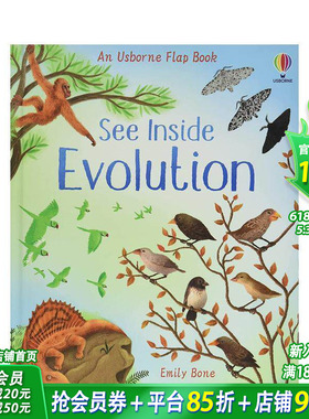 【现货】物种进化See Inside Evolution 7-10岁少儿生物科学科普知识启蒙故事洞洞书绘本 英文原版 图书