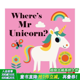 预售 Flaps 英文儿童趣味互动绘本书 独角兽先生在哪里？ 0岁 毛毡翻翻书 英语早教 Felt Unicorn? Where