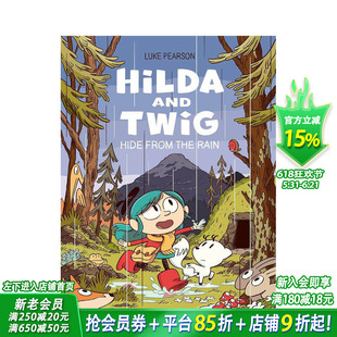 【预售】希尔达与枝枝：雨中藏宝记(平装) 蓝发女孩 冒险Hilda and Twig: Hide From the Rain 英文儿童漫画故事书 英语拓展阅读