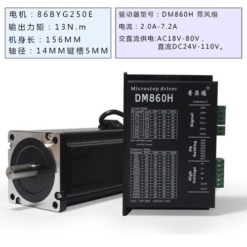 86步进电机套装13N.M 步进电机86BYG250E+DMA860H驱动器机身156mm