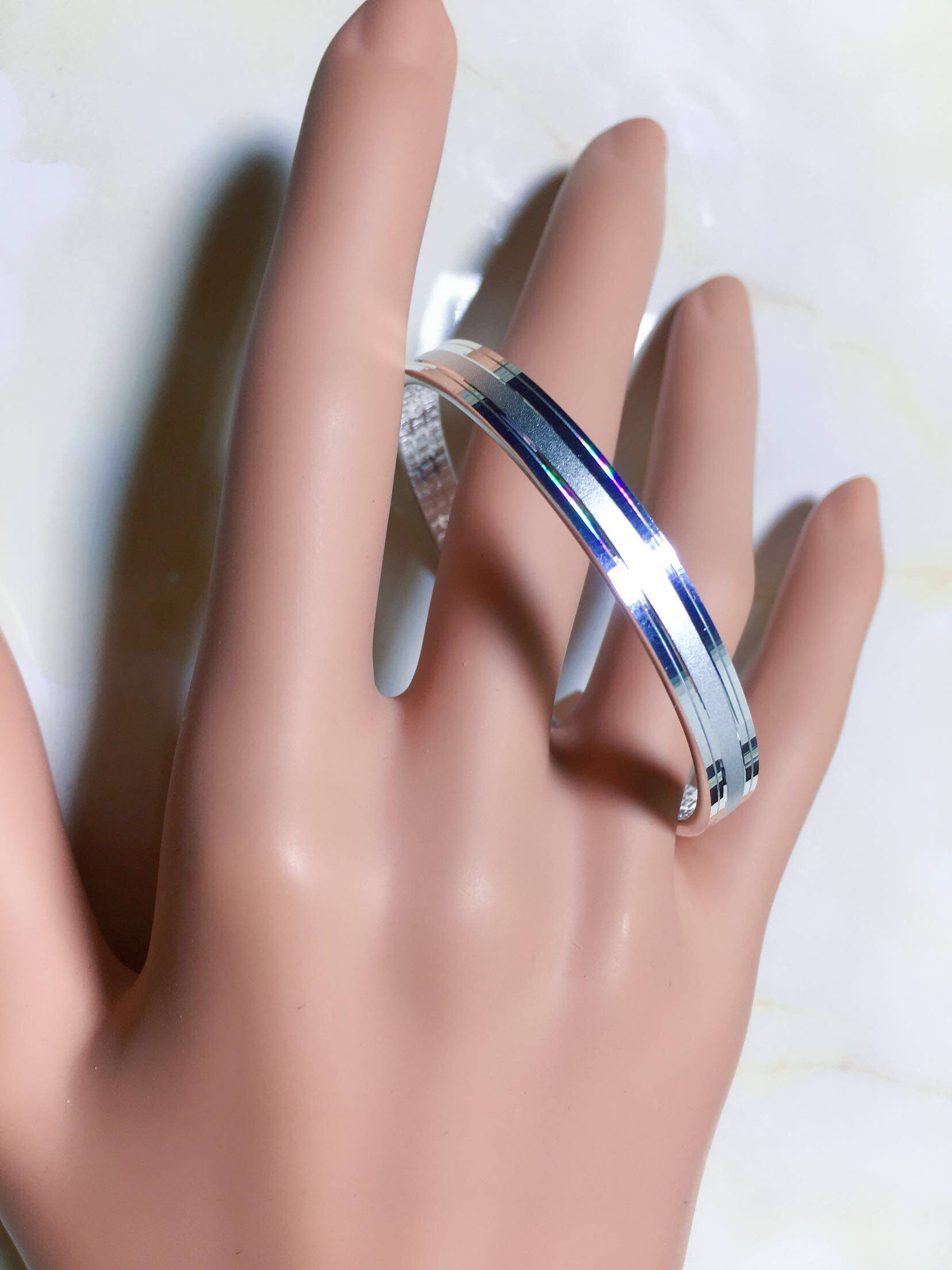 正品999足银七彩拉丝磨砂心经四排线纯银女手镯简约时尚送闺蜜女