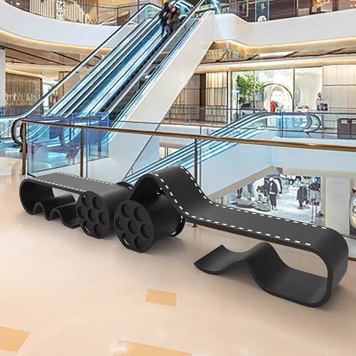 玻璃钢休闲椅胶卷坐凳电影院创意长椅公共休息椅子商场座椅定制