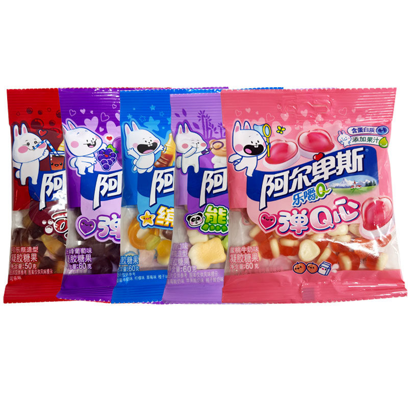 【5包包邮】阿尔卑斯乐嚼Q熊猫小队/弹Q心/可小乐/缤纷乐园软糖果