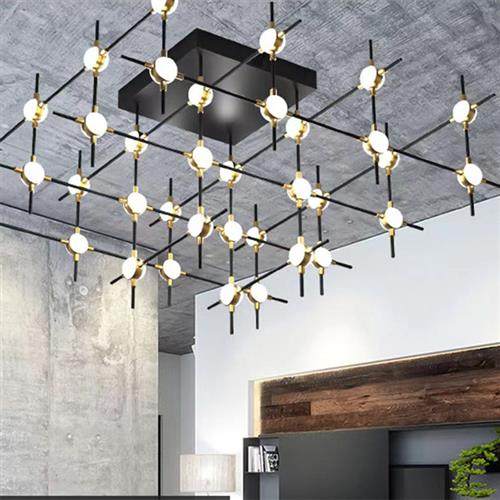 酒店前台铁艺烤漆架子吊灯现代简约客厅咖啡厅吸顶灯led工业风,家装灯饰光源,客厅吊灯,淘宝优惠券,粉丝福利购,淘宝优惠卷