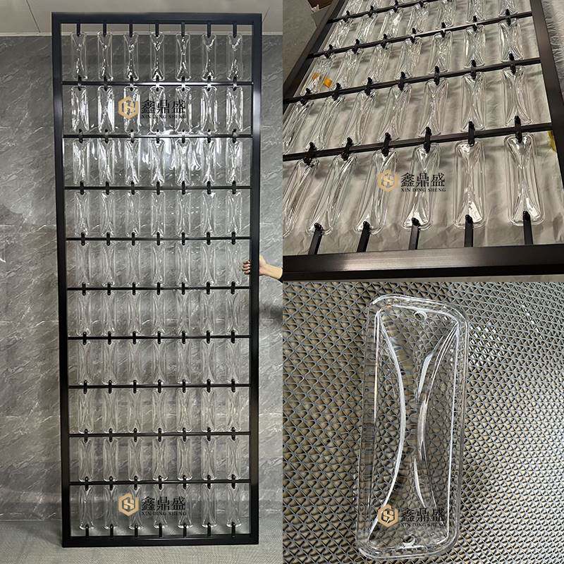 定制网红不锈钢水晶屏风隔断长条玻璃砖挂片定制客厅酒店花格栅i.图片