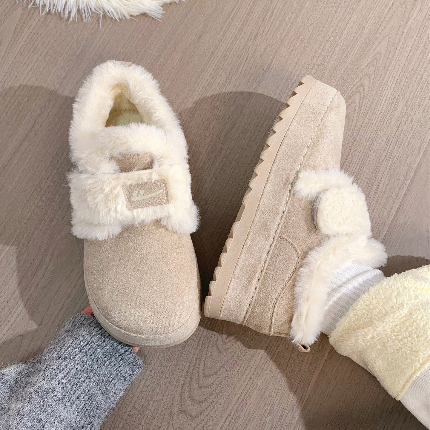 回力魔术贴雪地靴女冬季新款加绒加厚保暖棉鞋厚底可爱面包毛绒鞋,女鞋,时尚雪地靴,淘宝优惠券,粉丝福利购,淘宝优惠卷