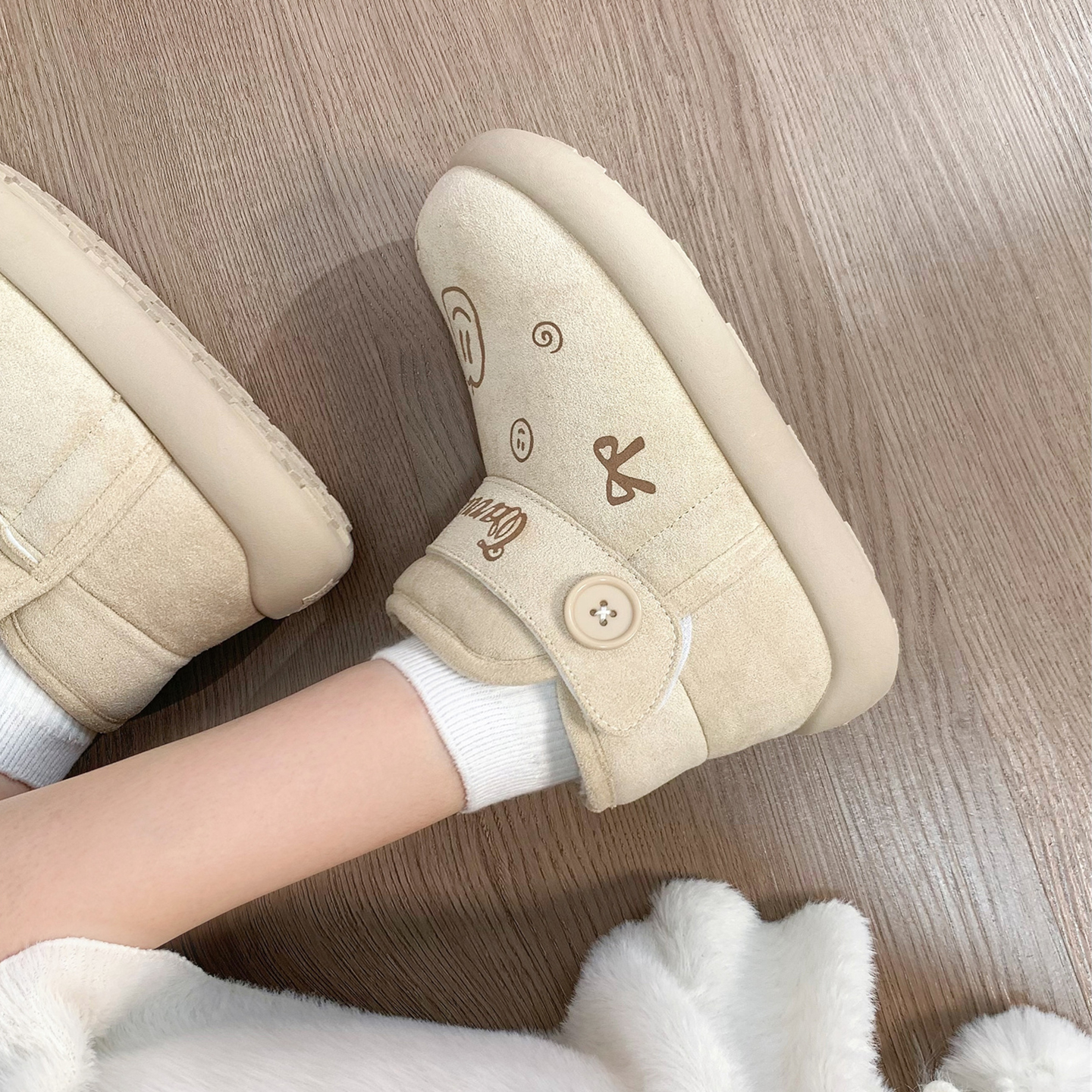 回力可爱雪地靴女2025冬季新款