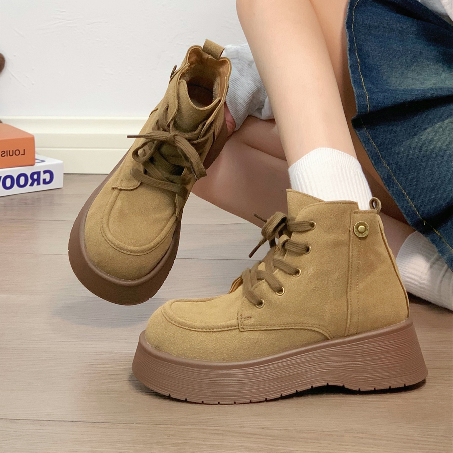 回力美拉德复古马丁靴女秋冬新款