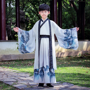 古装 汉服男童春秋新款 小学生中国风国学服女童服装 儿童唐装 演出服