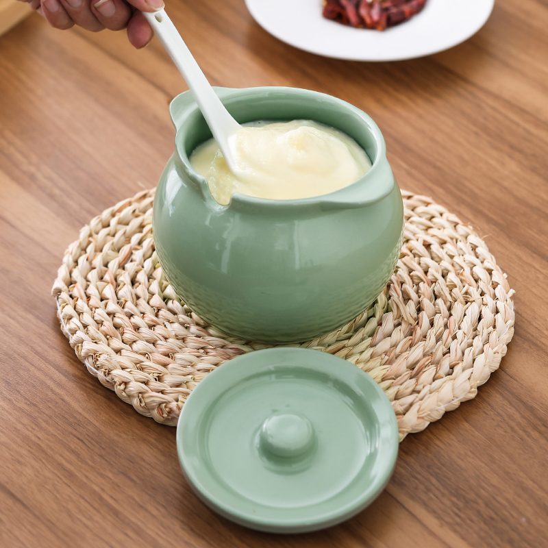 家用耐高温陶瓷厨房光面红油罐