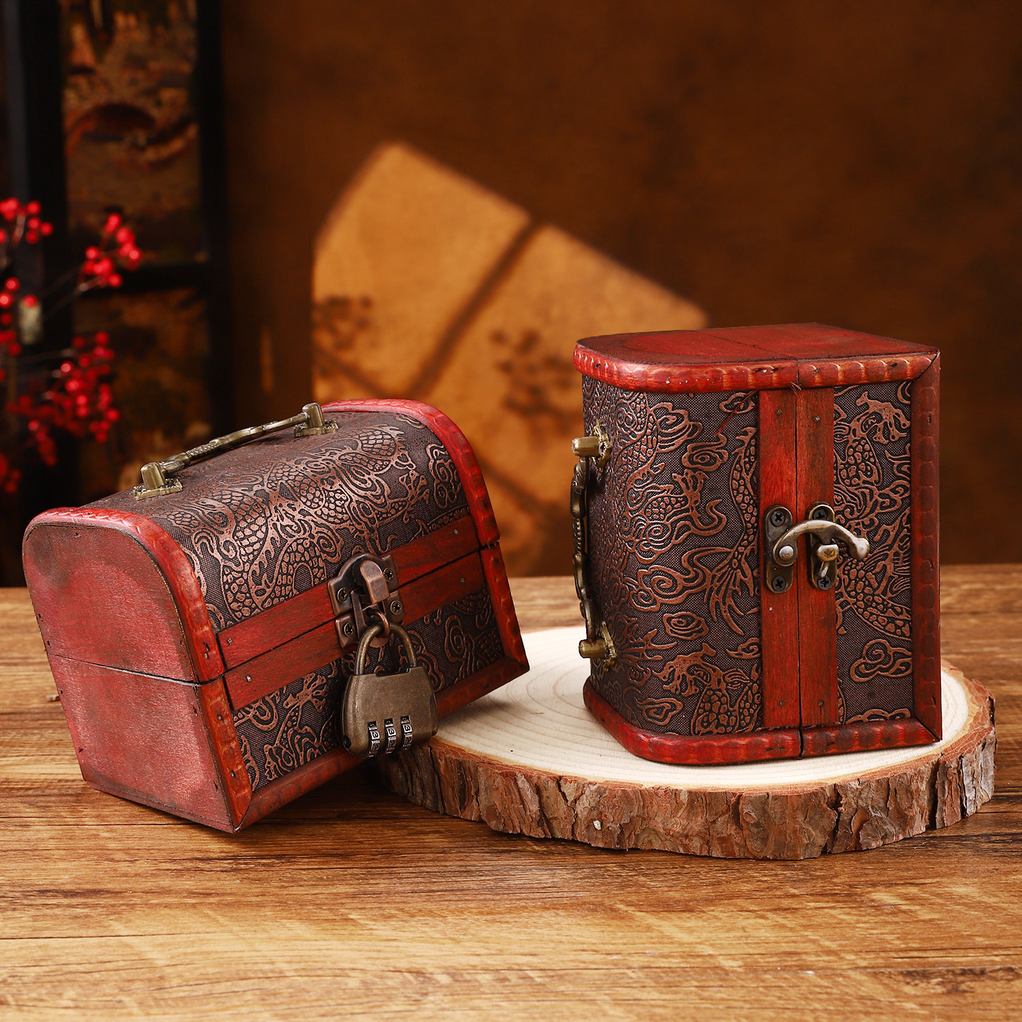 中古风小型收纳盒复古首饰盒桌面文玩发簪戒指项链饰品盒精致木盒,收纳整理,桌面收纳盒,淘宝优惠券,粉丝福利购,淘宝优惠卷