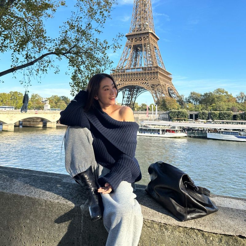 IN.choose u 笑笑家2025冬季韩系简约休闲宽松纯色慵懒一字肩毛衣