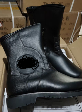 保真02冬季羊毛飞行员皮靴真皮高筒棉靴靴摩托机车骑士靴保暖防寒