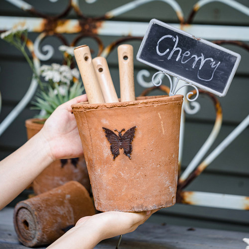艺术红陶花盆蝴蝶创意个性文艺