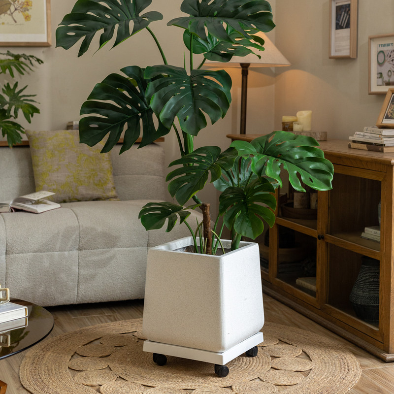 北欧简约镁泥花盆大号方形家用客厅落地龟背竹绿植白色仿陶瓷花盆,家居饰品,花盆,淘宝优惠券,粉丝福利购,淘宝优惠卷