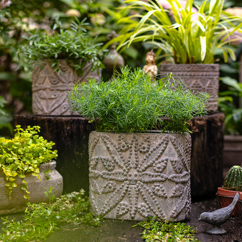 复古花盆粗陶红陶透气手工艺术花器做旧户外花园欧式庭院装饰摆件
