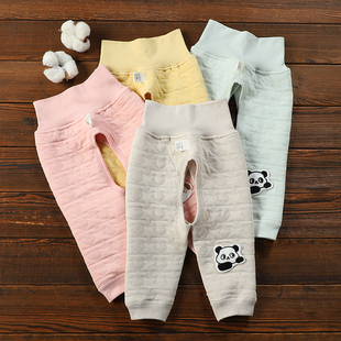 春秋冬外穿睡裤 新生婴幼儿高腰保暖裤 开档男女宝宝护肚夹棉质长裤