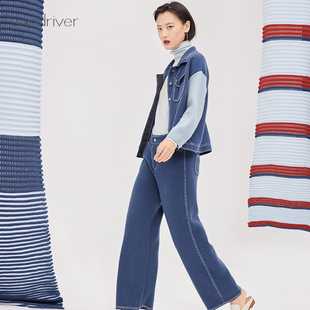 双面羊绒裤 沙涓Sandriver高端春秋100纯羊绒裤 女士宽松外穿直筒裤