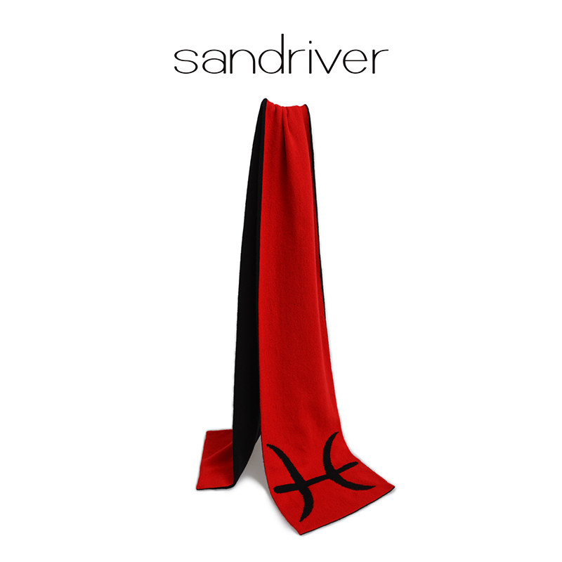 沙涓sandriver高端春秋100羊绒星座围巾女士外搭经典复古文艺围脖