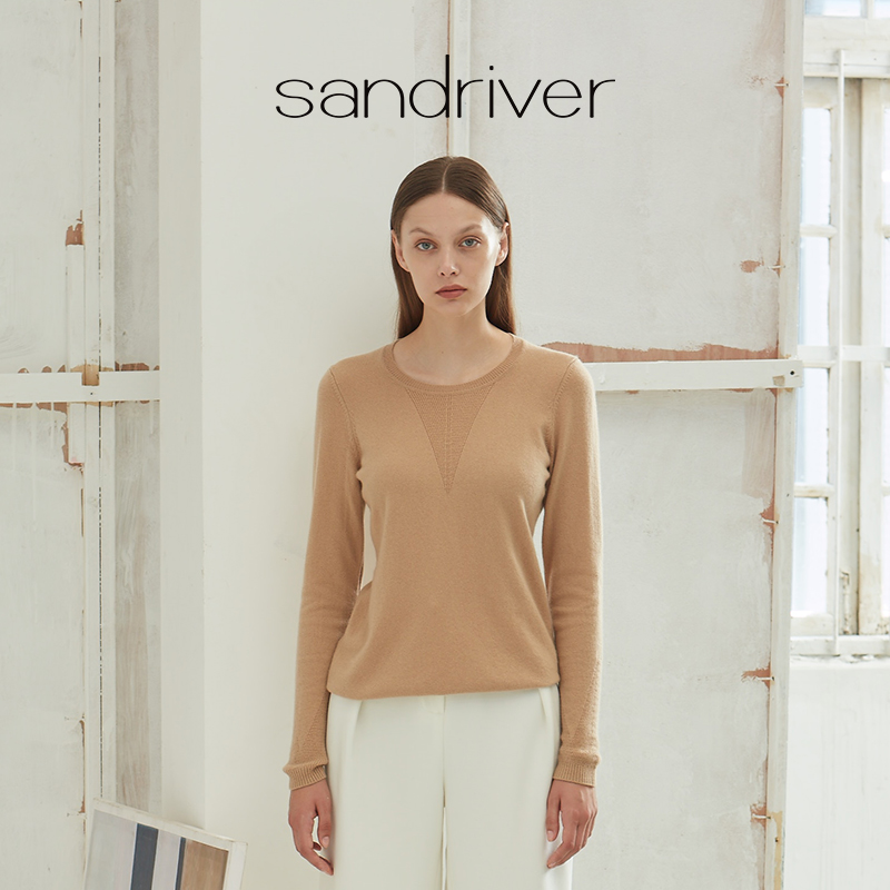 sandriver纯色羊绒圆领套衫