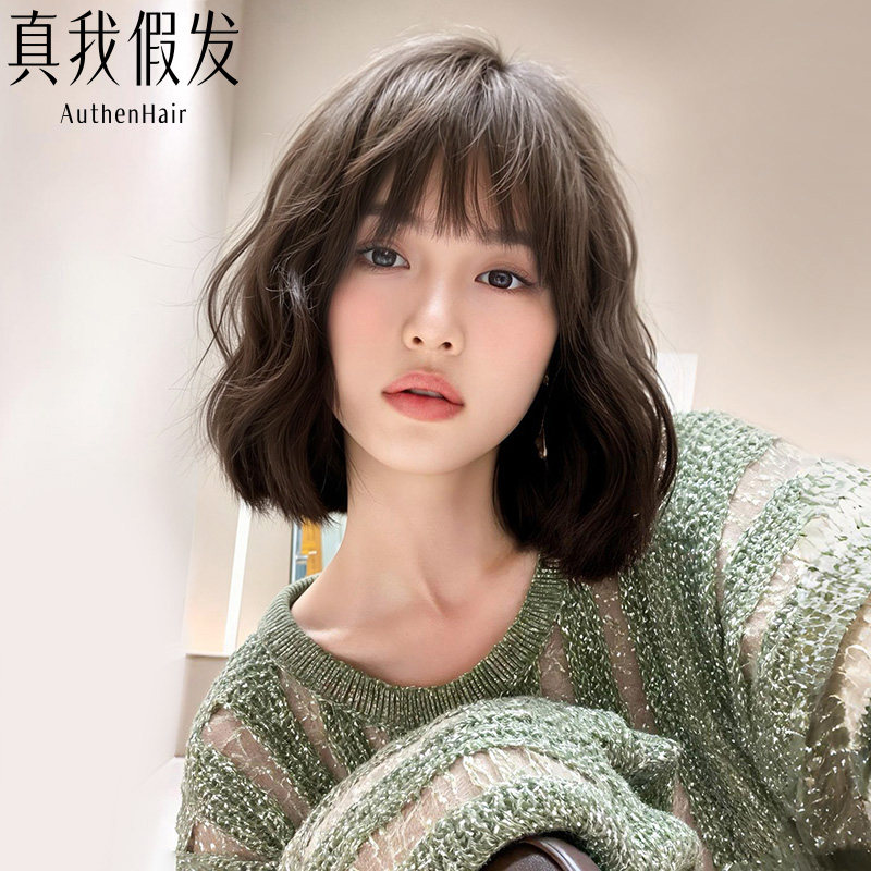 假发全头套女羊毛卷短卷发假发真人发丝整顶假发套复古港风短卷发