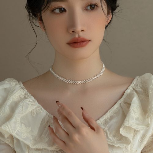珍珠锁骨链女choker项链小众