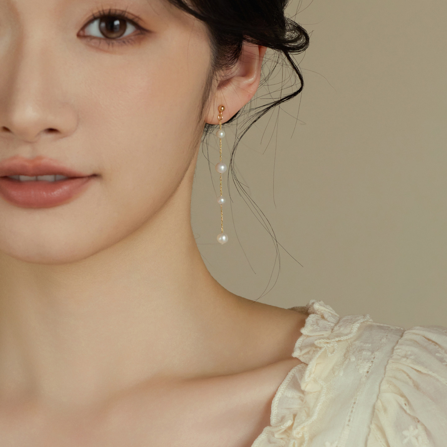 AOILDLLI天然珍珠耳饰气质高级大气女生耳线长款流苏耳环耳坠轻奢
