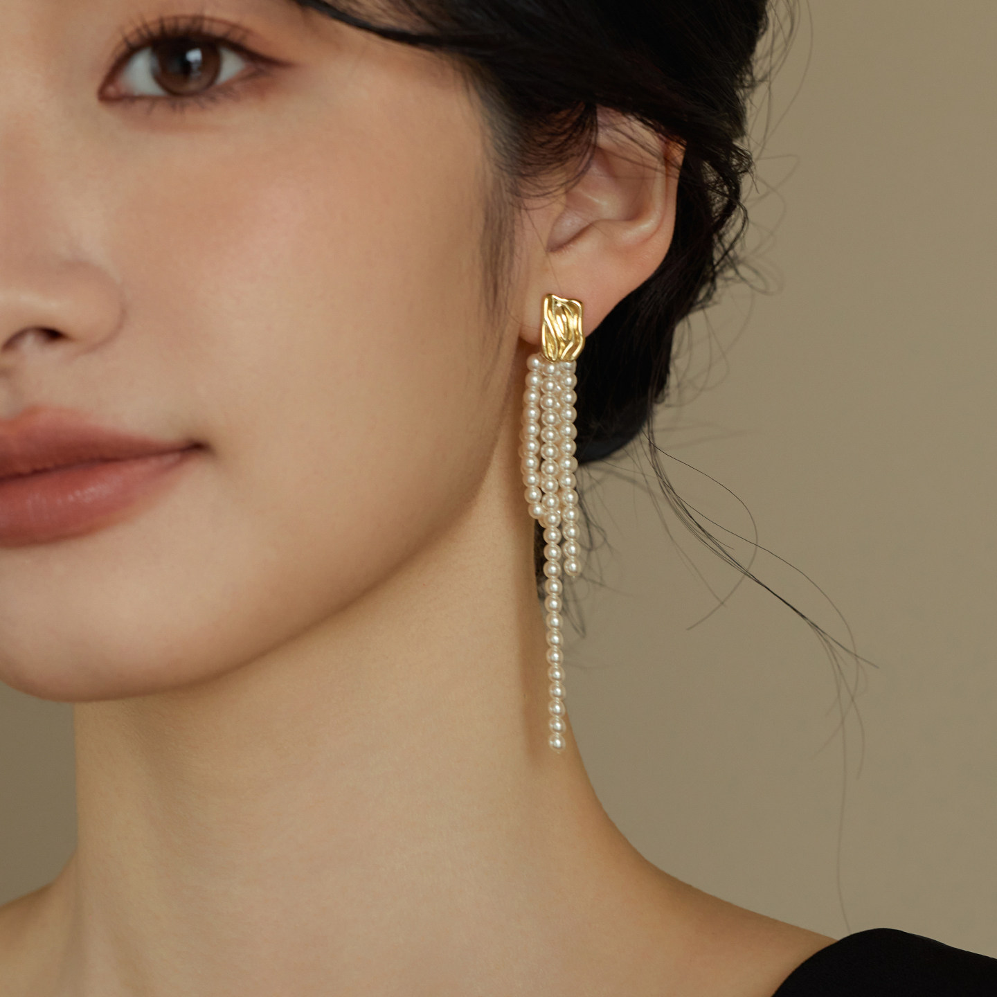 AOILDLLI珍珠耳环女生小众设计高级长款流苏耳线2026新款爆款耳饰
