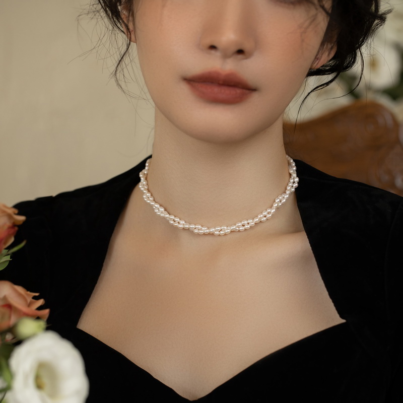 14K包金珍珠复古女双层项链