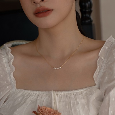 天然淡水珍珠锁骨链女小众项链