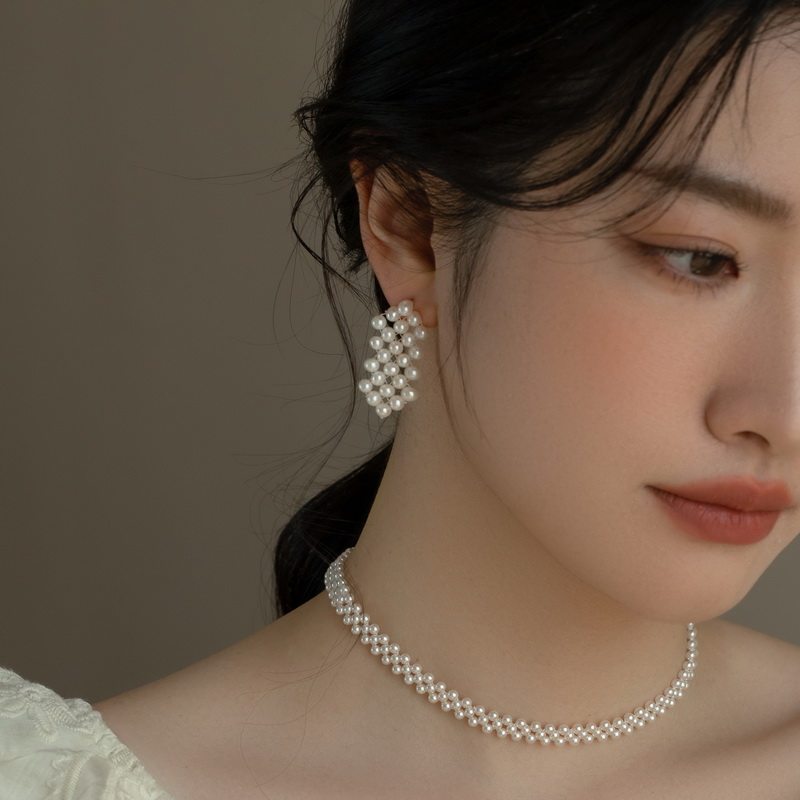 AOILDLLI天然珍珠耳钉女手工编织轻奢小众高级感气质2024新款法式,饰品/流行首饰/时尚饰品新,耳钉,淘宝优惠券,粉丝福利购,淘宝优惠卷