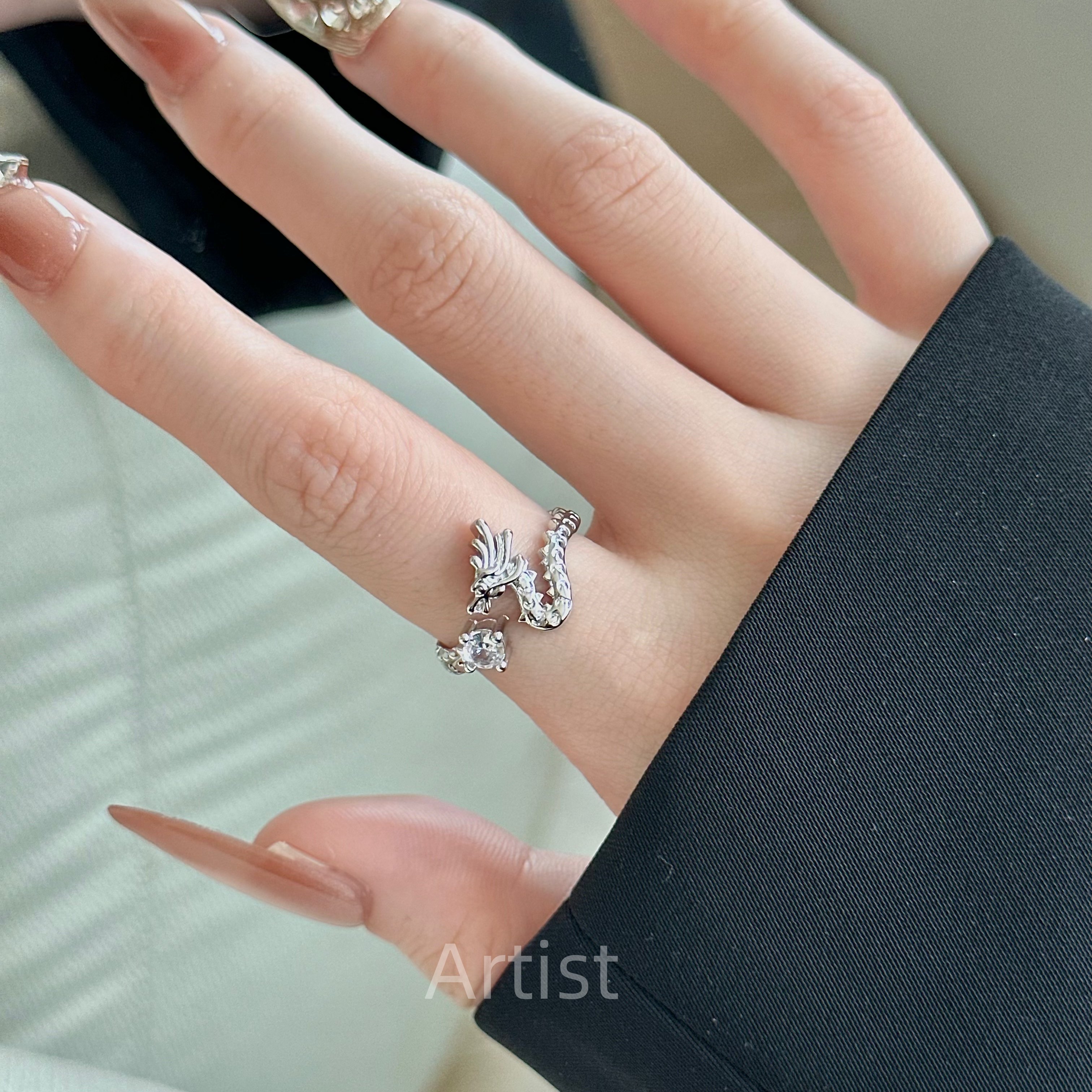 原创轻奢不掉色龙形戒指女