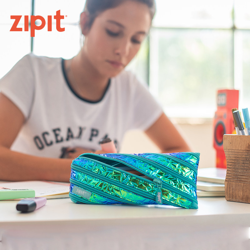 zipit炫彩拉链袋可挎包女时尚小巧文具多功能收纳女士学生笔袋拉链款