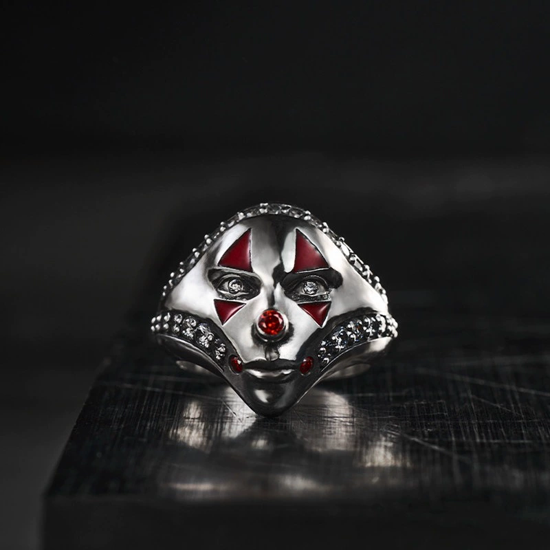FuGui 黑色星期五杰森面具戒指男女复古骷髅开口食指环万圣节礼物