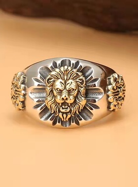 FuGui 原创复古雄狮之心霸气狮子头欧美时尚潮流男士戒指个性指环