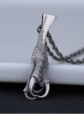 FuGui复古做旧龙爪 爪之花项链男士个性小众霸气潮款嘻哈百搭项链