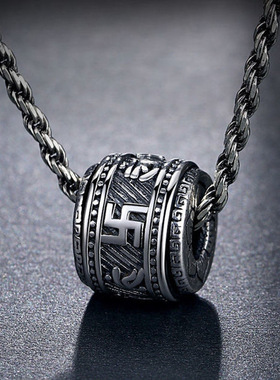 FuGui 六字真言吊坠复古风个性男项链小众设计百搭国潮风挂坠项链